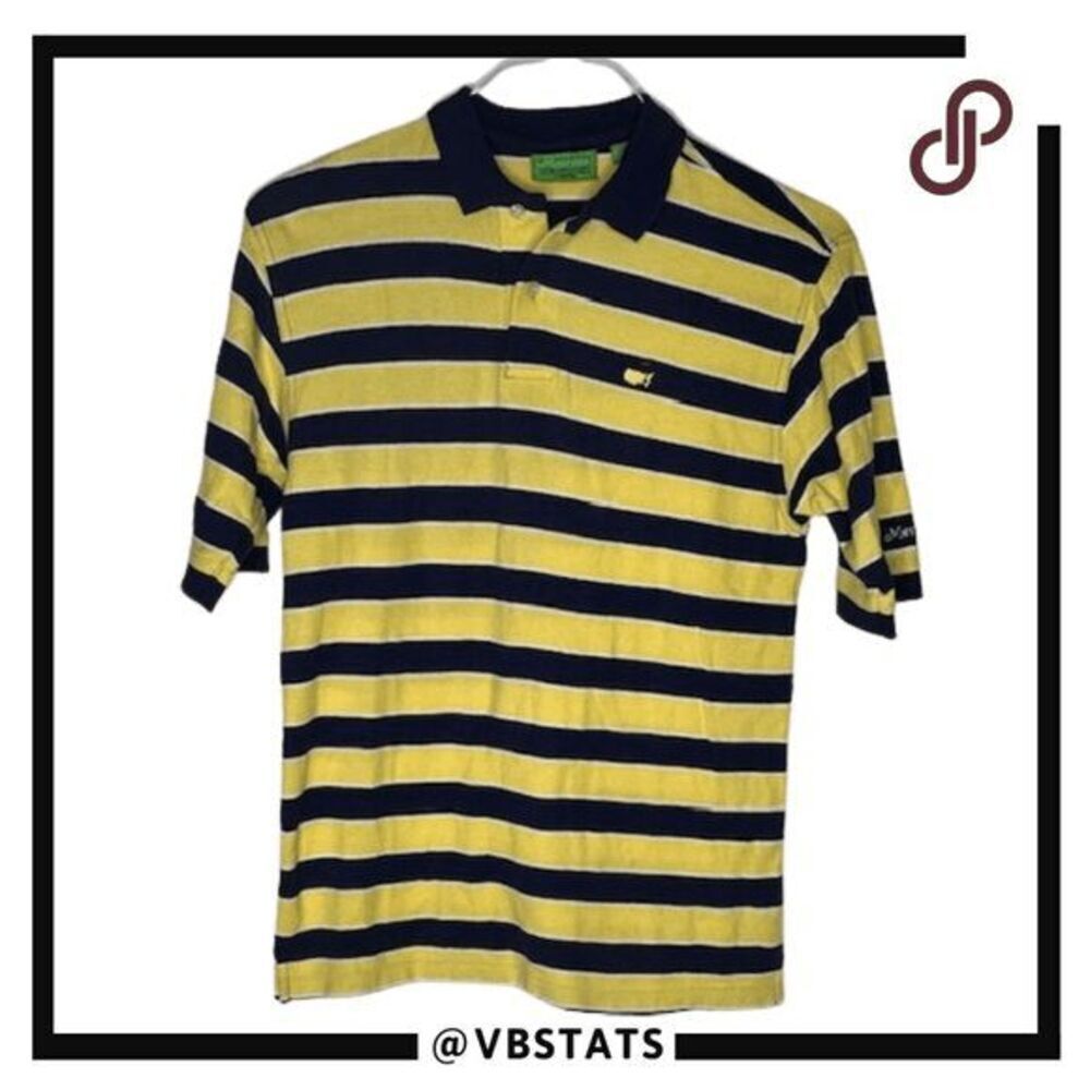 Masters Collection Men's Striped‎ Pique Cotton Polo Shirt Yellow Blue Large